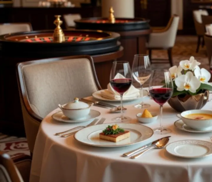Service gastronomique raffiné en salon privé près du lounge casino